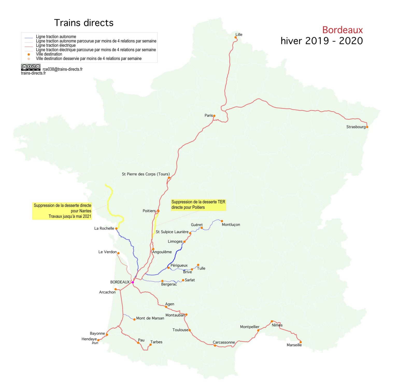 Carte Des Trains Directs Au Départ De Bordeaux En 2020